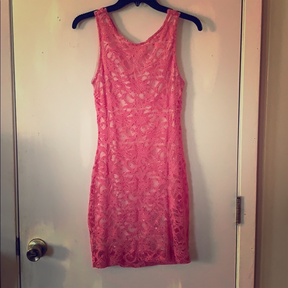 Pink lace party dress